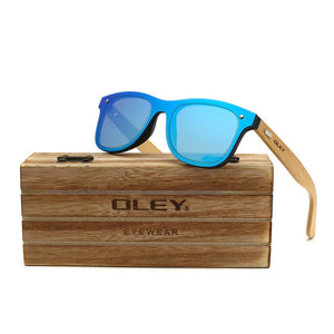 OLEY  Brand Bamboo Leg Color Film Men Sunglasses